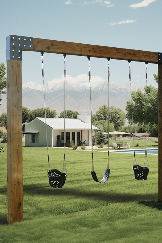 Saltair swing company saltair summit single post custom wood swing set in utah yard with pool