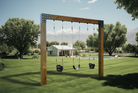 Saltair swing company saltair summit single post custom wood swing set in utah yard with pool